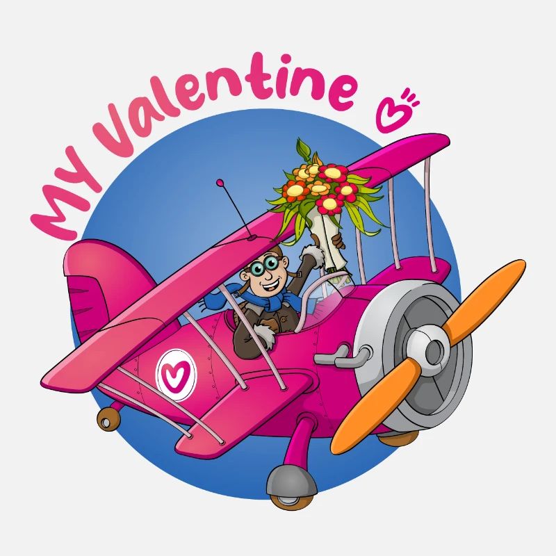 Mein Valentinstag, Pilot mit Blumen im Flugzeug