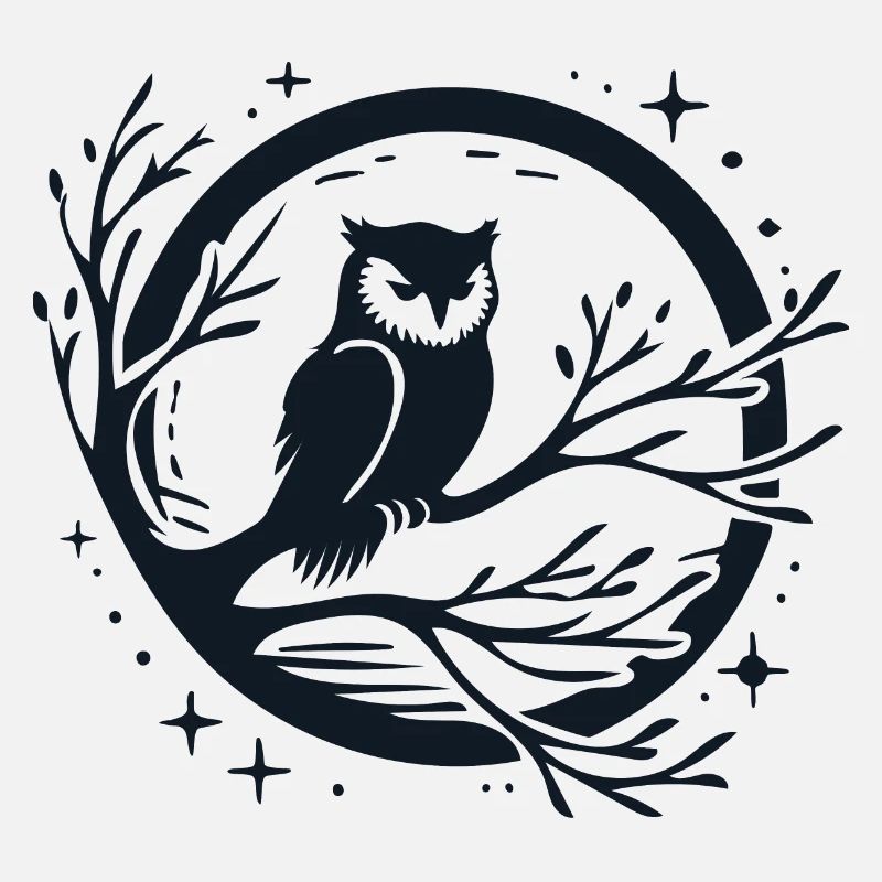 Owl on a tree silhouette