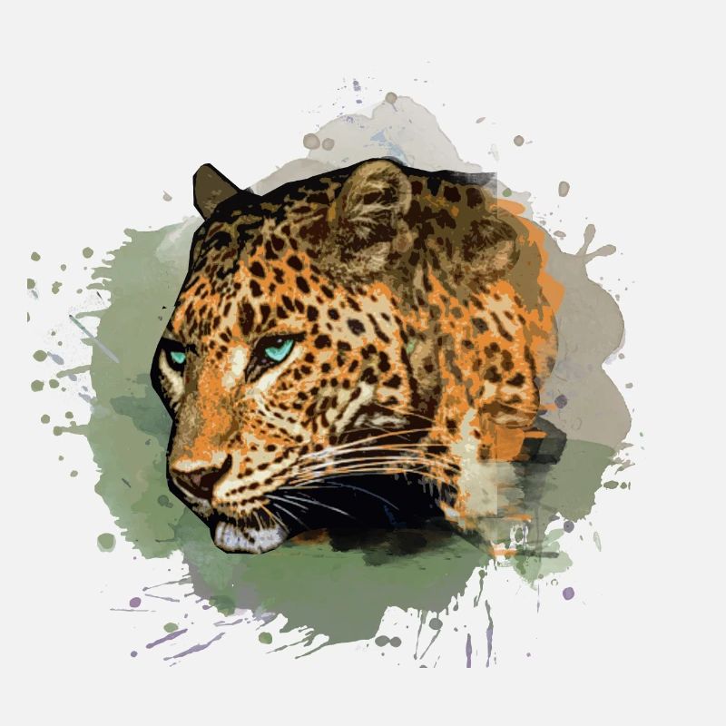 léopard, chat, chat sauvage, graffiti, peinture, vert