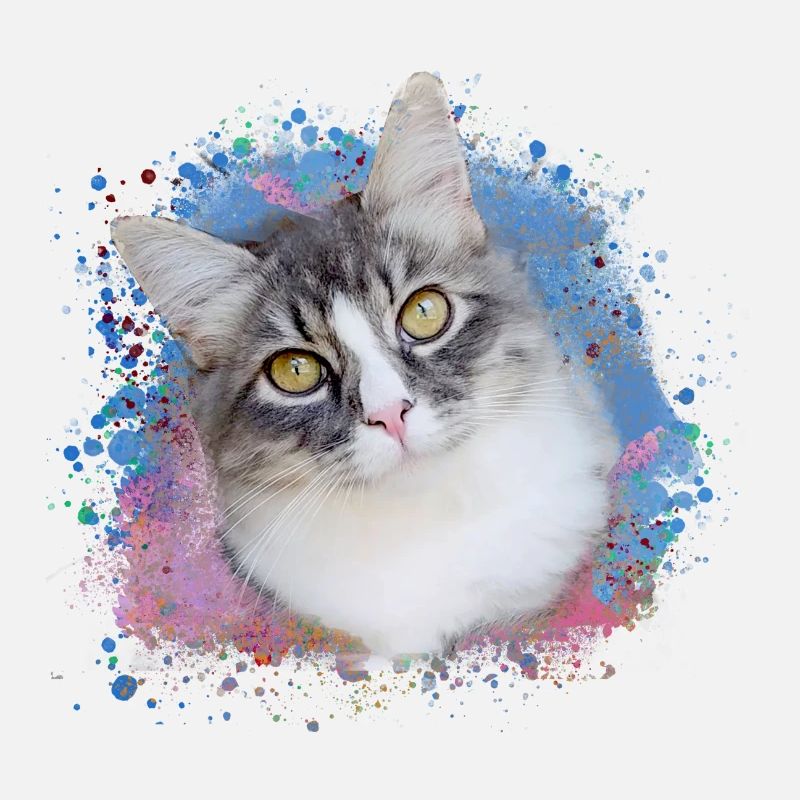 katze, bunt,aquarell, kunst,malerei,graffiti,gelb