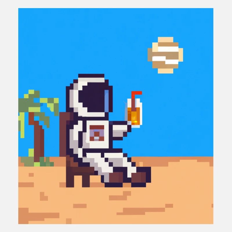 Astronaute en vacances Pixelart