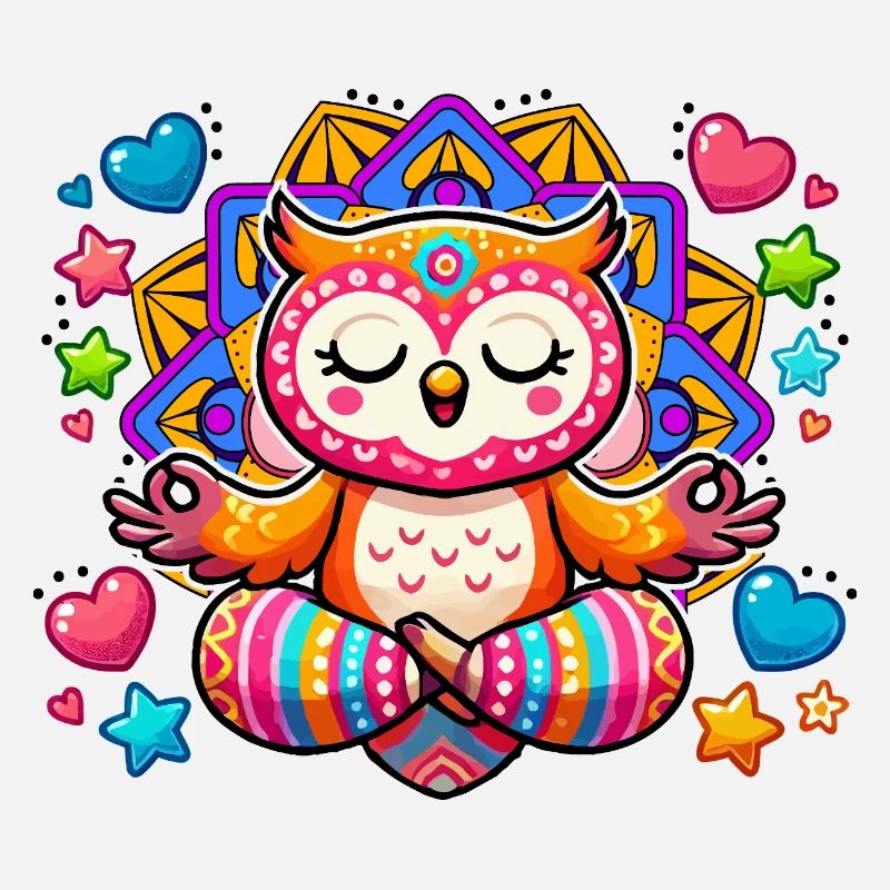 Meditierende Eule Mandala Yoga Meditation