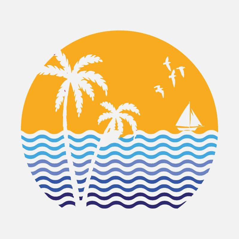 beach with palm trees and blue ocean