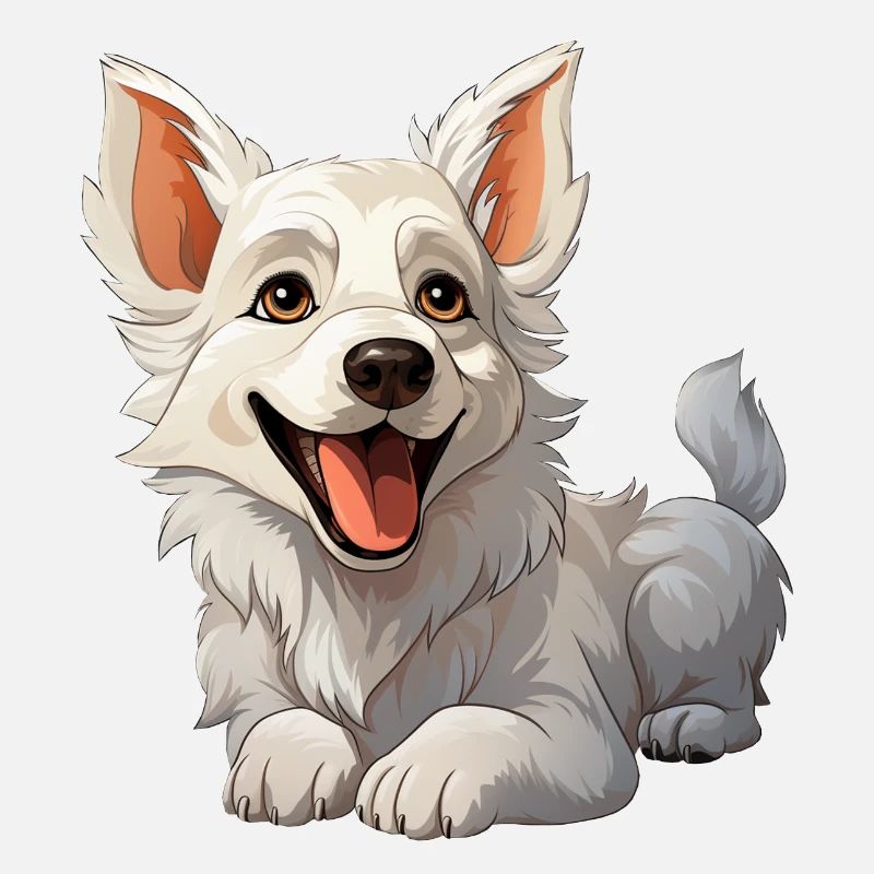 Small Lying White Shepherd Dog