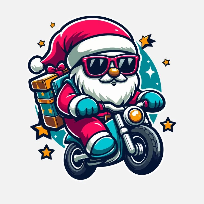 Der Weihnachtsmann auf einem Motorrad
