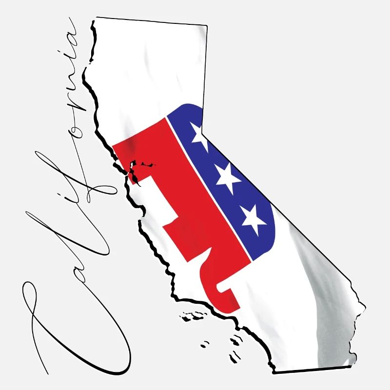 Republican Flag in California State Map CA