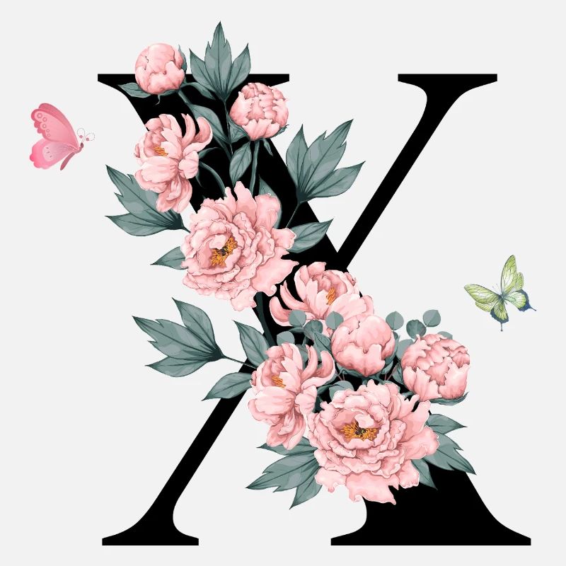 Buchstabe x Rosa Blumen