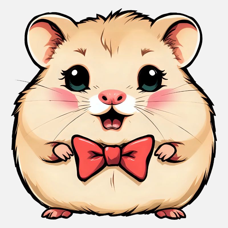 Charming Hamster in a Red Bow Tie