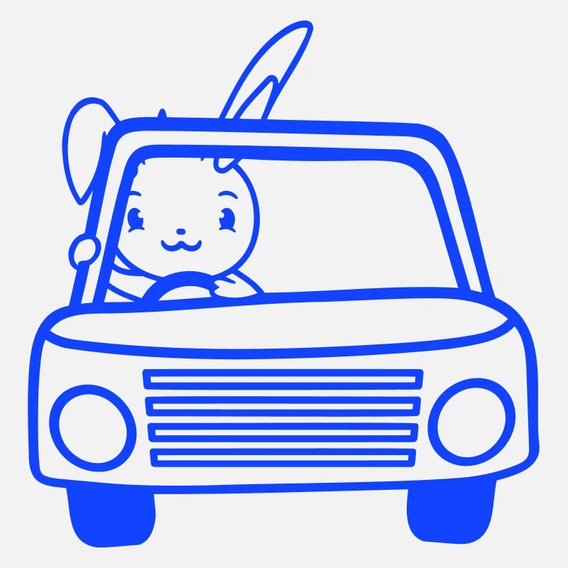 Rabbit Driving Car Driver Driving License Passed