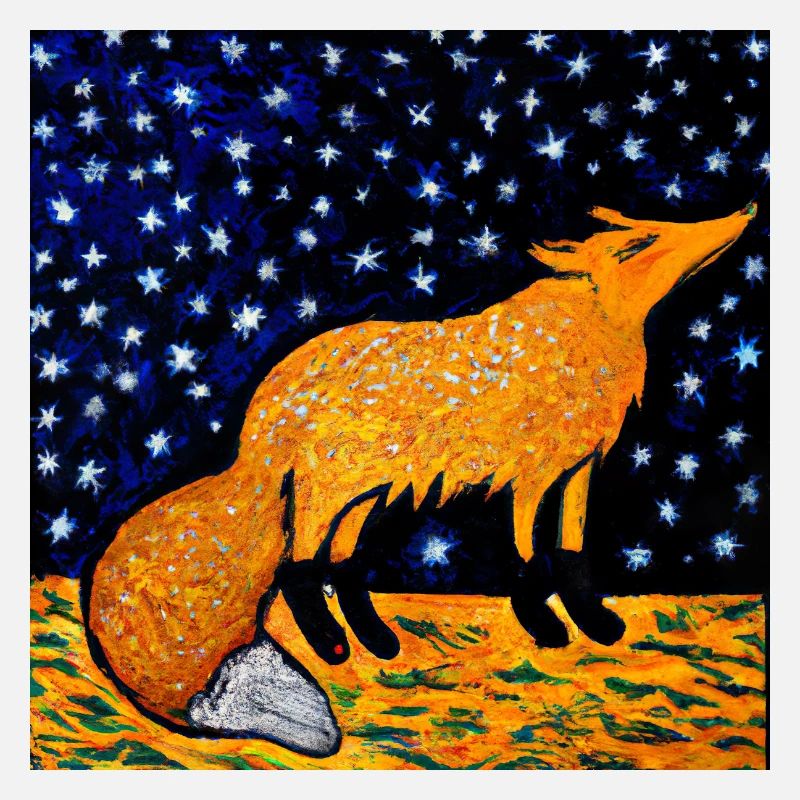 Fuchs unter einem Sternenhimmel