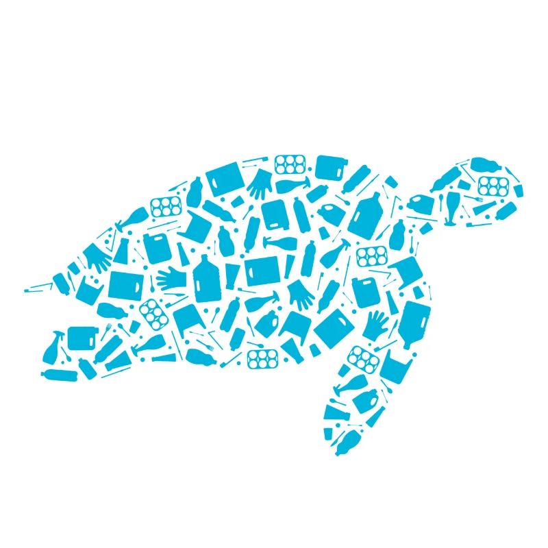 Unique blue plastic silhouette turtle graphic
