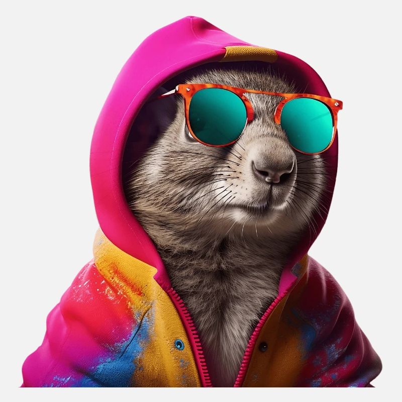 Squirrel with Sunglasses Colorful Cool Forest Animals