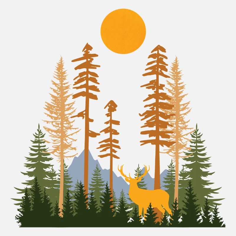 Versteckter Wald und Hirsche