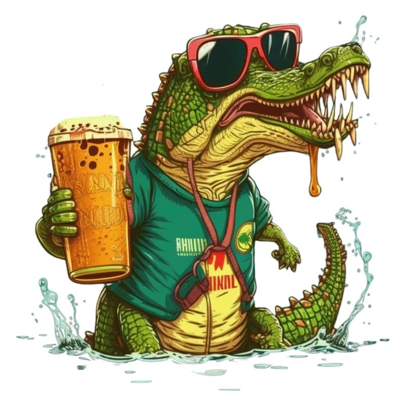 Cooles Krokodil mit Bier
