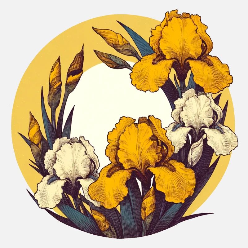 Retro Yellow Irises