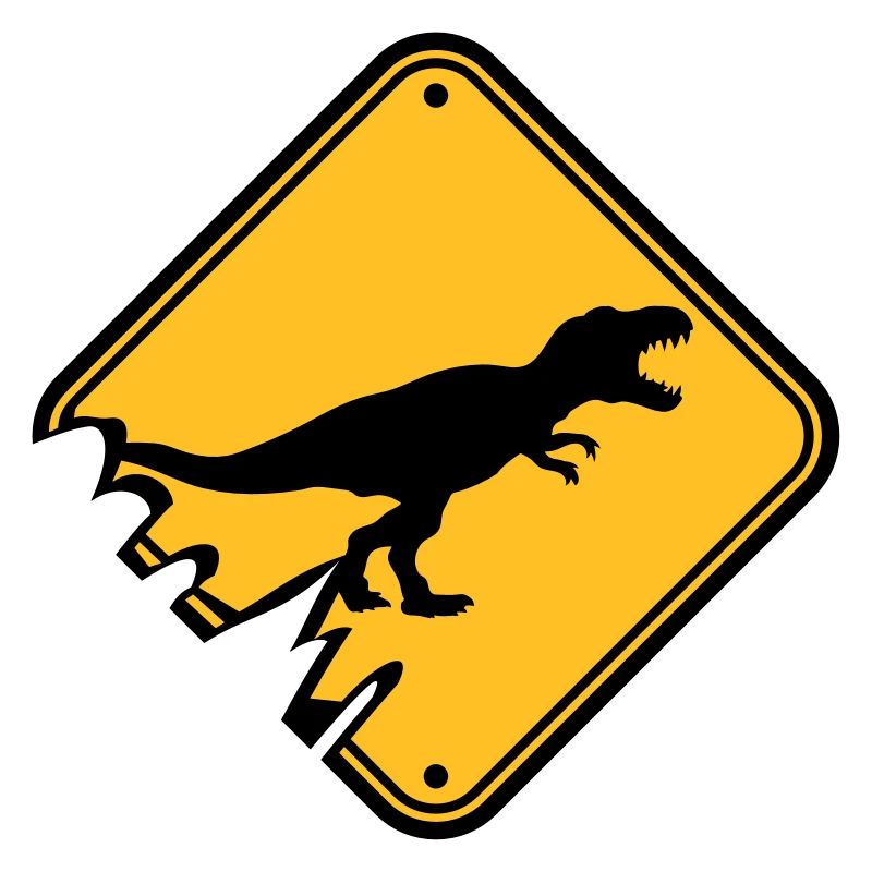 shield danger warning danger caution caution t-rex
