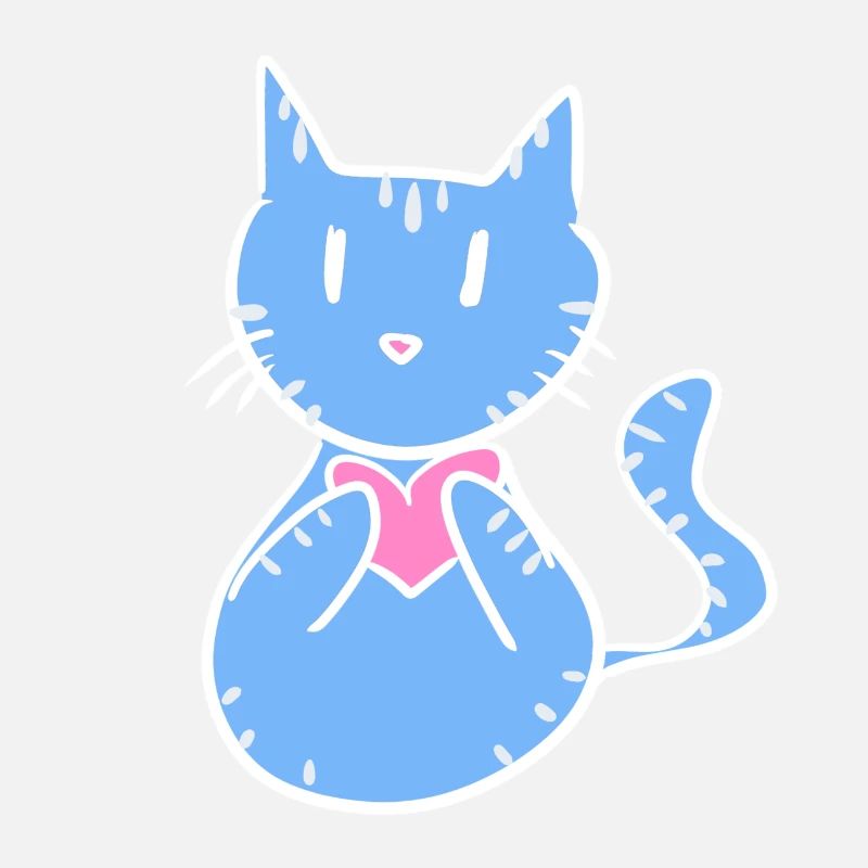 blaue Katze Symbol cartoon herz