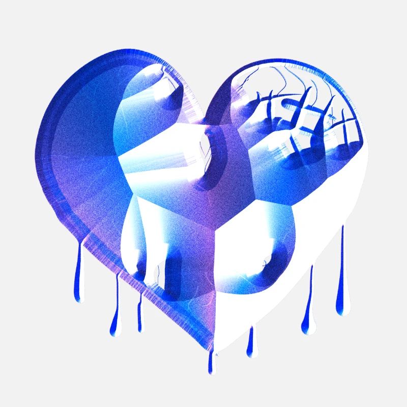 symbole du cœur cicatrices bleues brisées