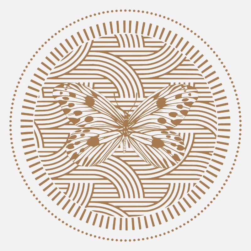 Golden butterfly with geometric patterns