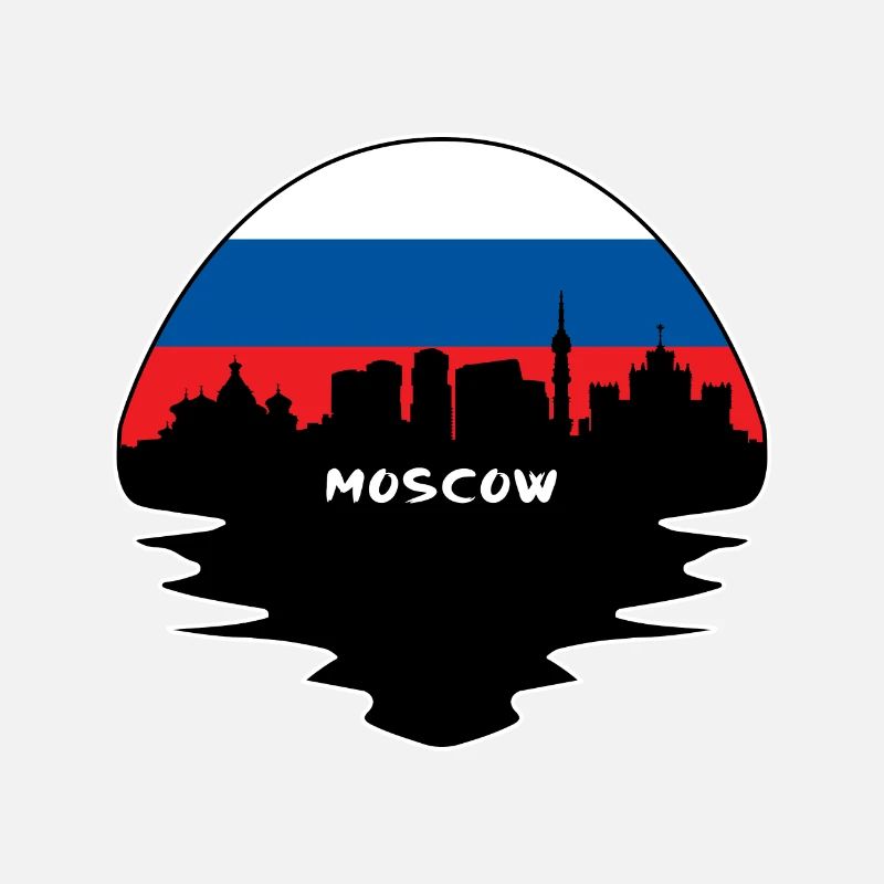 moscou, russie, drapeau, horizon, silhouette, voyage