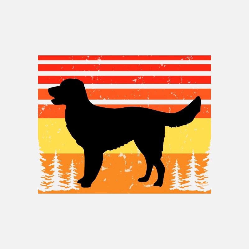 German Longhaired Pointer Dog Silhouette Retro