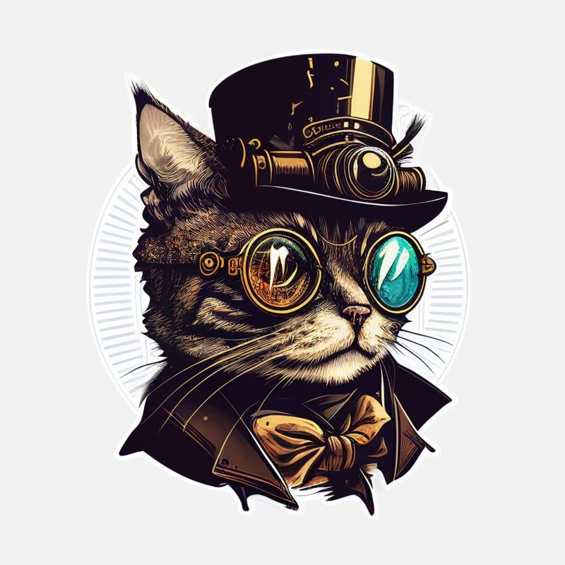 Steampunk Katze mit Hut und Brille