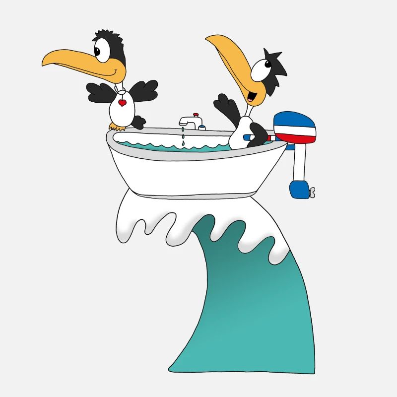 PINGUINE - WELLENREITER - BOOT - SURFER - LIEBE
