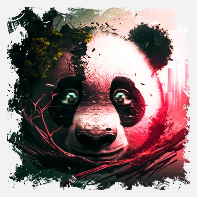 Panda Bear Head Closeup as Sci-Fi Illustration