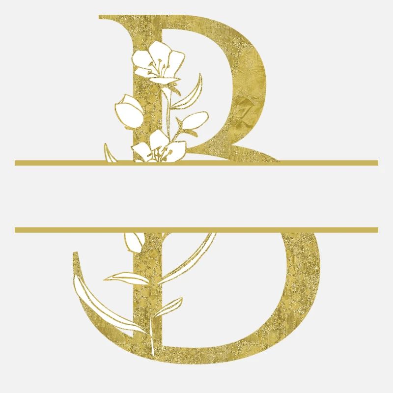 Personalized floral golden letter B