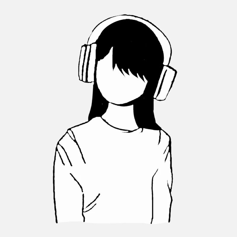 Anime Manga Mädchen Kopfhörer Musik