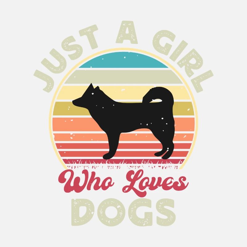 Alaskan Klee Kai Dog Lover Silhouette Retro Sunset
