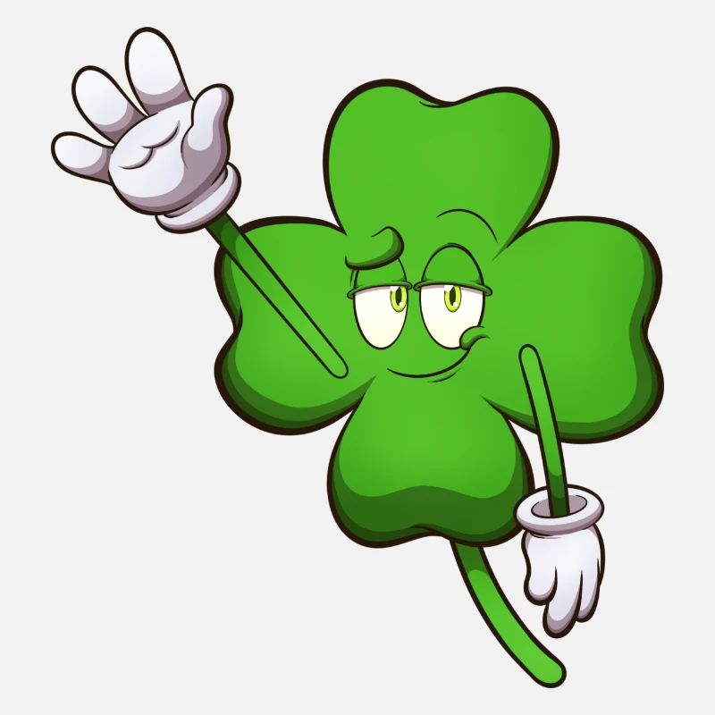 Four-Leaf Clover Character Waving