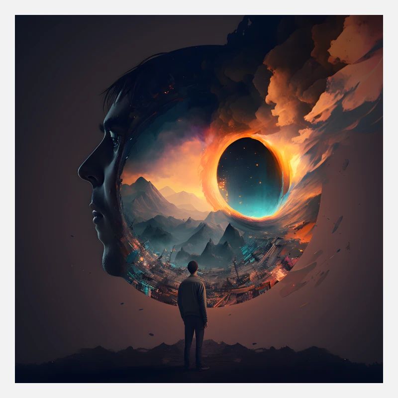 Boy Looking Through a Head