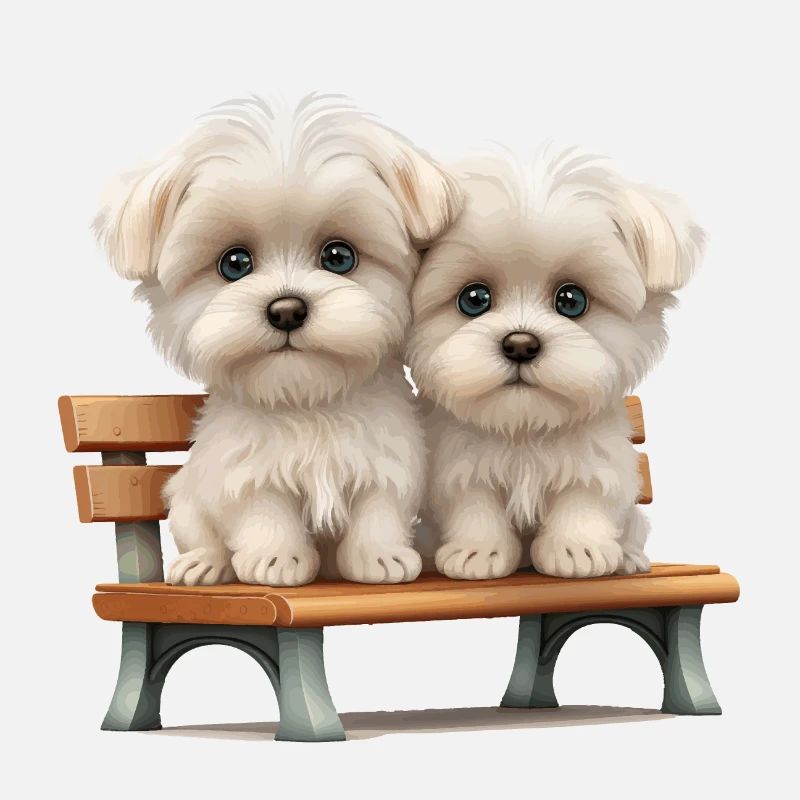 2 Maltese on bench gift