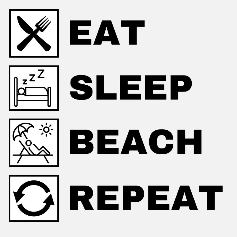 Manger dormir sur la plage répéter
