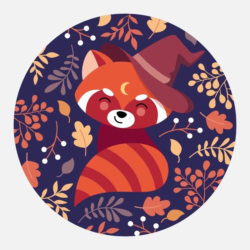 roter Panda mit Herbstmuster