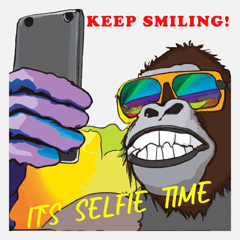 Funny gorilla makes selfie gift
