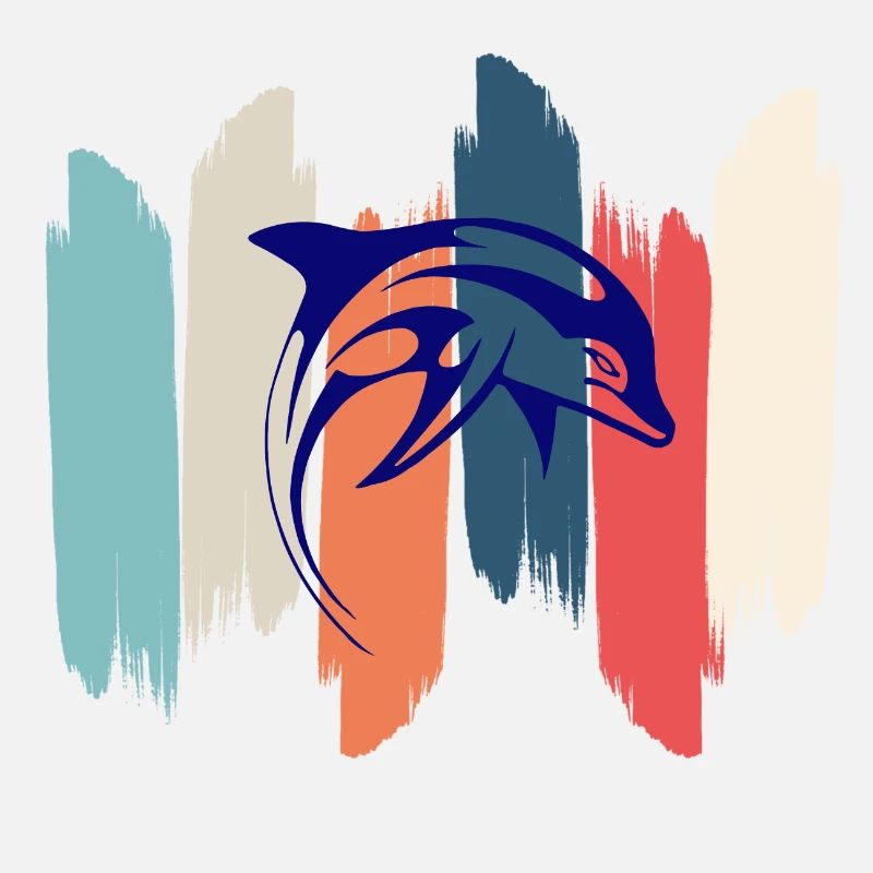 Retro rainbow dolphin