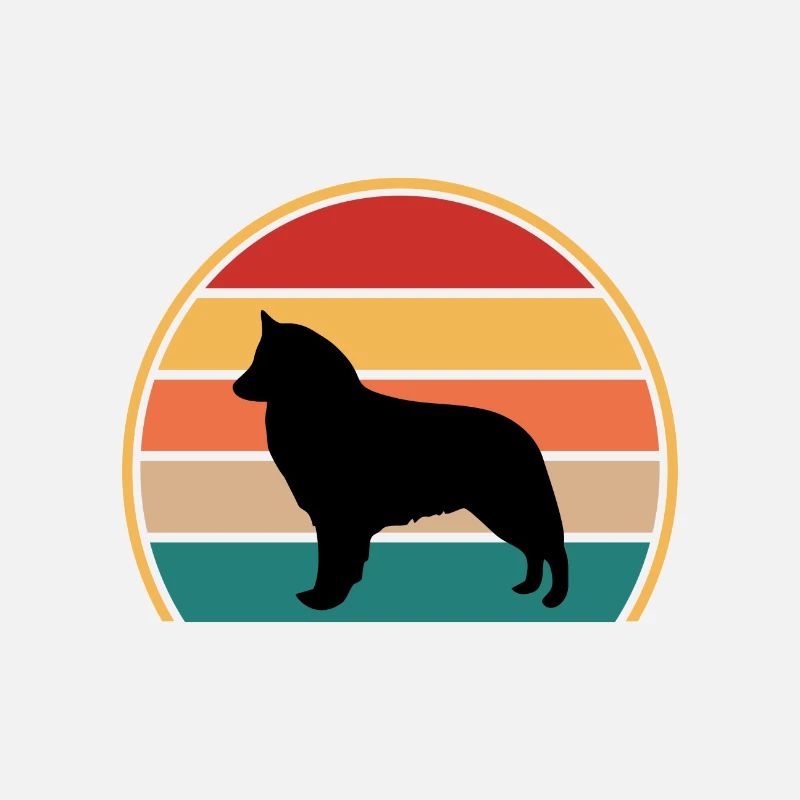 Belgian Shepherd Groenendael Dog Silhouette Retro