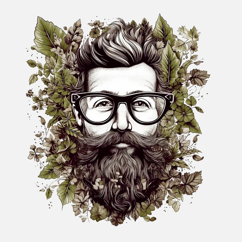 Hipster illustration framed with leaves