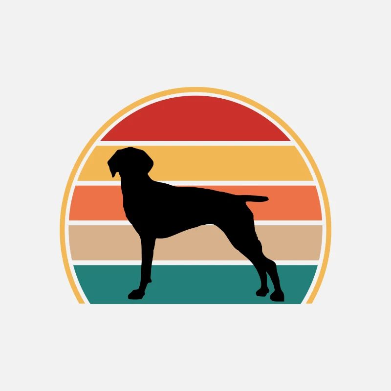 Old Danish Pointer Dog Silhouette Retro Sunset