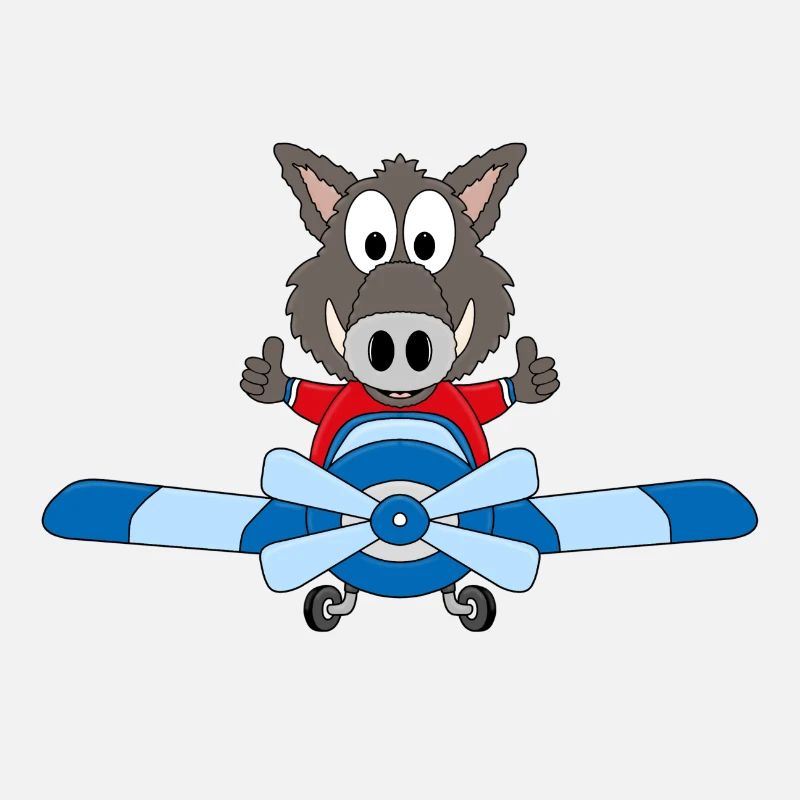 WILDSCHWEIN - PILOT - FLUGZEUG - FLIEGEN - TIER