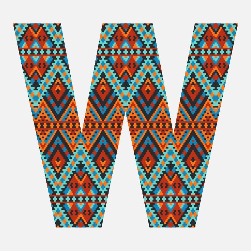 Letter W- boho design, Colorful monogram