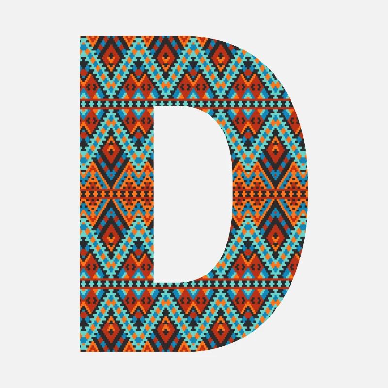 Letter D- boho design, Colorful monogram