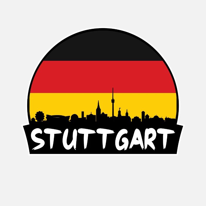 Stuttgart Germany Flag Skyline Silhouette Travel