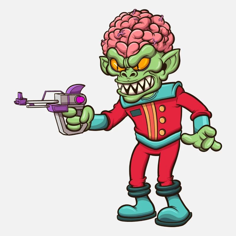 Alien maléfique avec un pistolet spatial