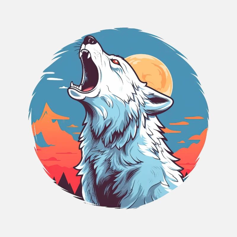 Majestic Wolf Howling at the Moon