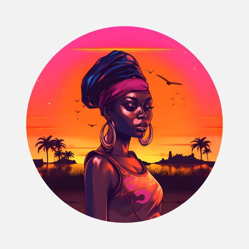 Synthwave traditional african woman