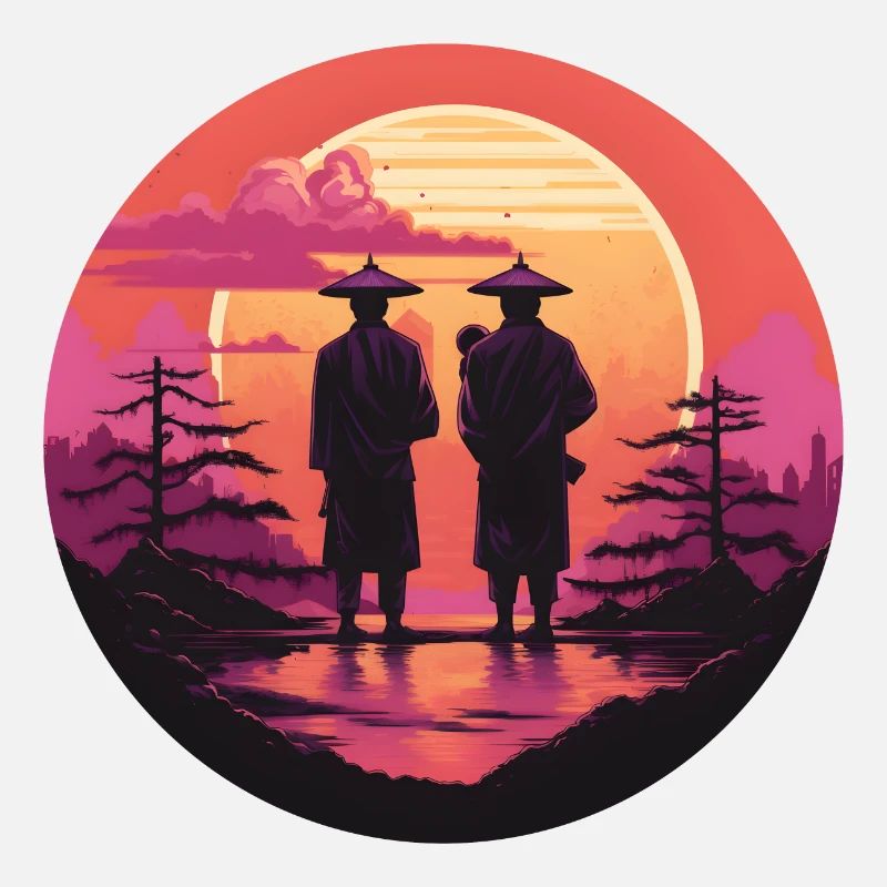 Synthwave japan traditional men