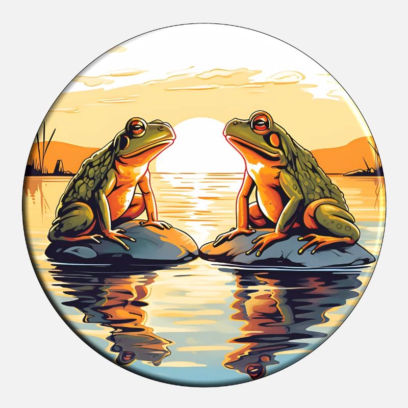 Two frogs enjoying the sunset